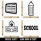 School Building Book Pencil Rubber Stamp Set for Stamping Crafting Planners